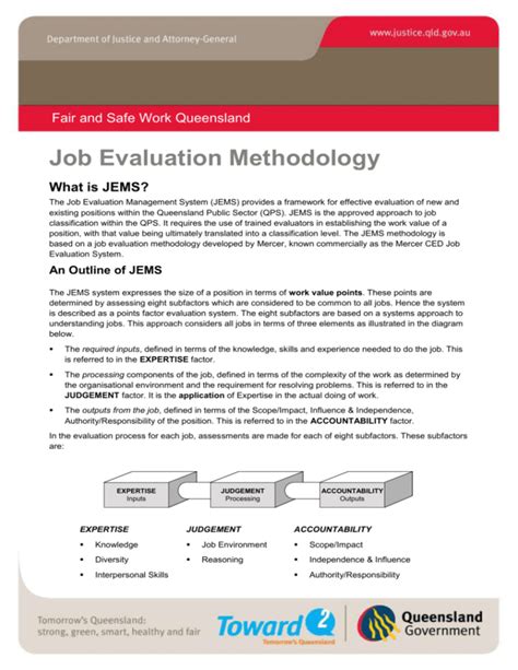 queensland public sector job evaluation management system.